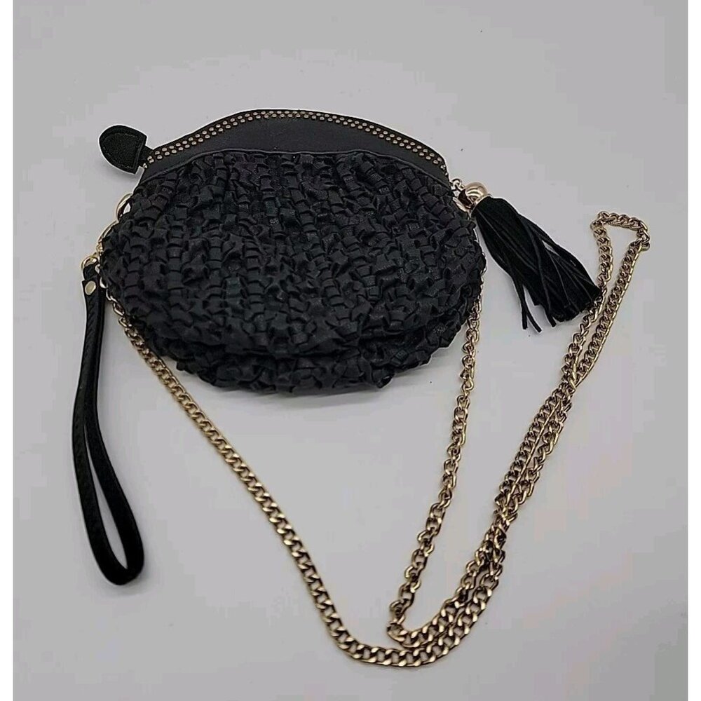 NEW Lionel Anabel Black Woven Small Crossbody Vegan‎ Clutch Purse Handbag NWT
